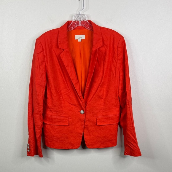 LOFT Jackets & Blazers - LOFT Women's Size 8 Orange Linen Blend Blazer Smart Casual One Button Jacket